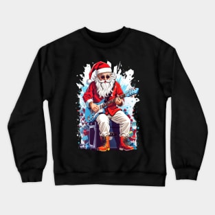 Santa Claus playing an electric guitar Crewneck Sweatshirt